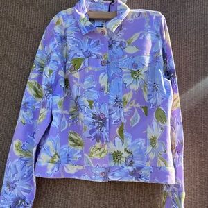 Vintage Coldwater Creek floral pastel print denim Women’s jacket Sz M